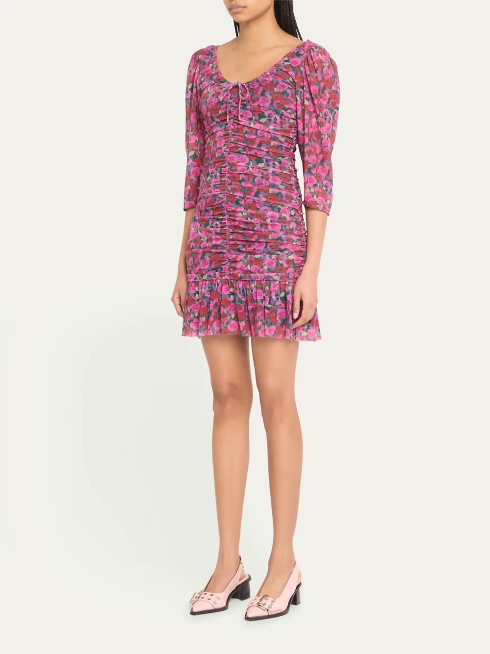 Ganni Pink Floral Mini Dress